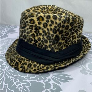 Forever 21 Leopard Print Fedora Hat with Black Band